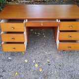 Scandinavian style mahogany 60s desk 7 drawers
