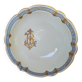 Superb serving dish from the late 19th century with gold and blue decoration.