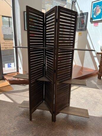 Modular wooden shelving screen