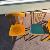 Set of 6 mismatched vintage wooden bistro chairs