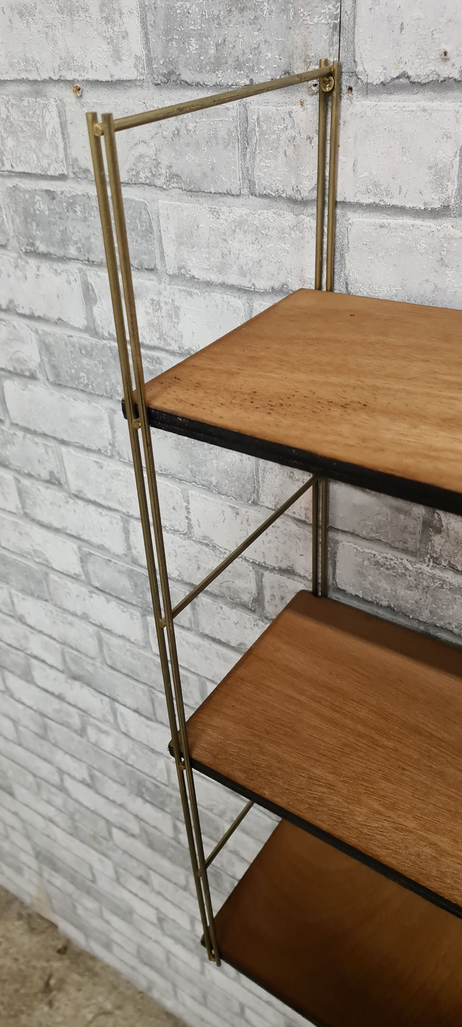 Vintage 1960 floor thong wood and gold metal 55x58