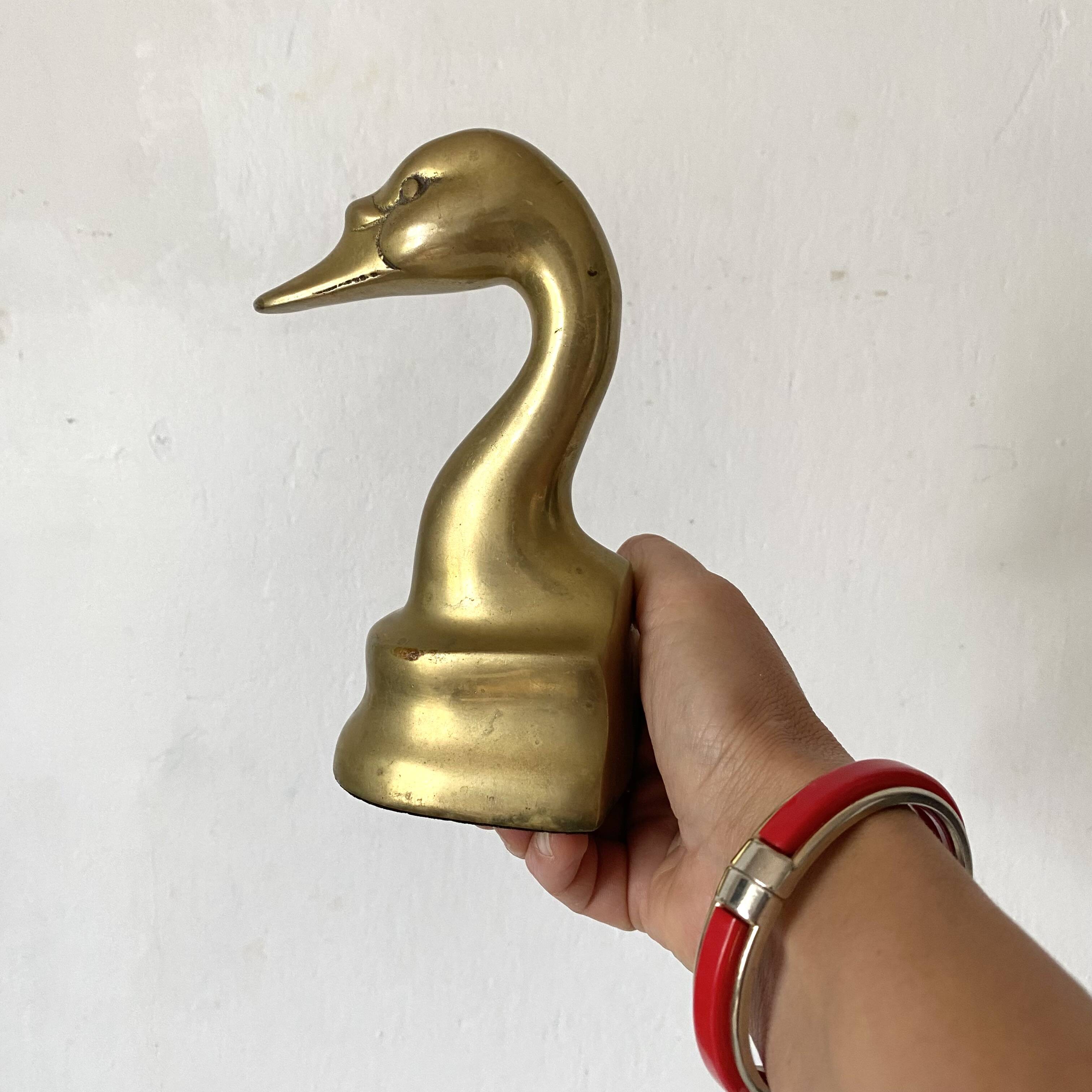 Pair of brass swan bookends