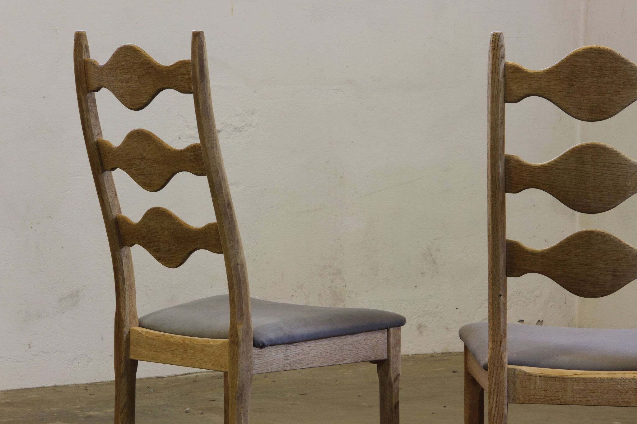 Highback / Ladderback Oak Chairs style of Henning Kjærnulf, 1960s, Set of 4