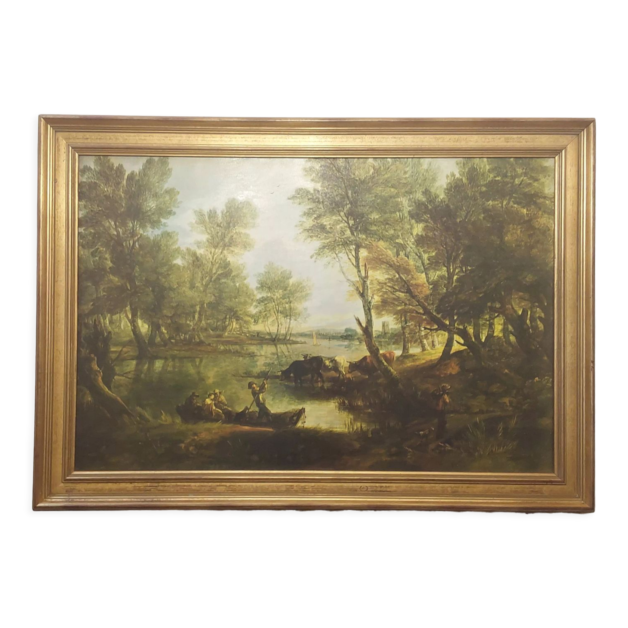 Huile sur toile de Thomas Gainsbourough, "vue près de king’s bromley ” (reproduction)