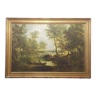 Oil on canvas by Thomas Gainsbourough, "view near king's bromley" (reproduction)