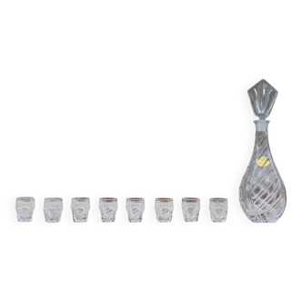 Bavarian crystal decanter + 8 glasses – with original box
