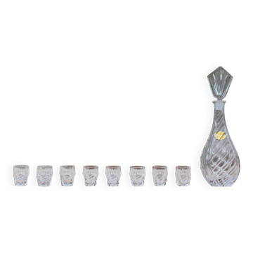 Carafe en cristal de Bavière + 8 verres – avec boîte d’origine