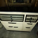 Dentist furniture in metal and black opaline top 1950