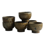 6 petites coupelles en grès pyrite artisanale.