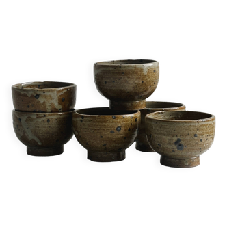 6 small artisanal pyrite sandstone cups.