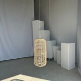 Large lantern-shaped rattan pendant lamp H50 D24