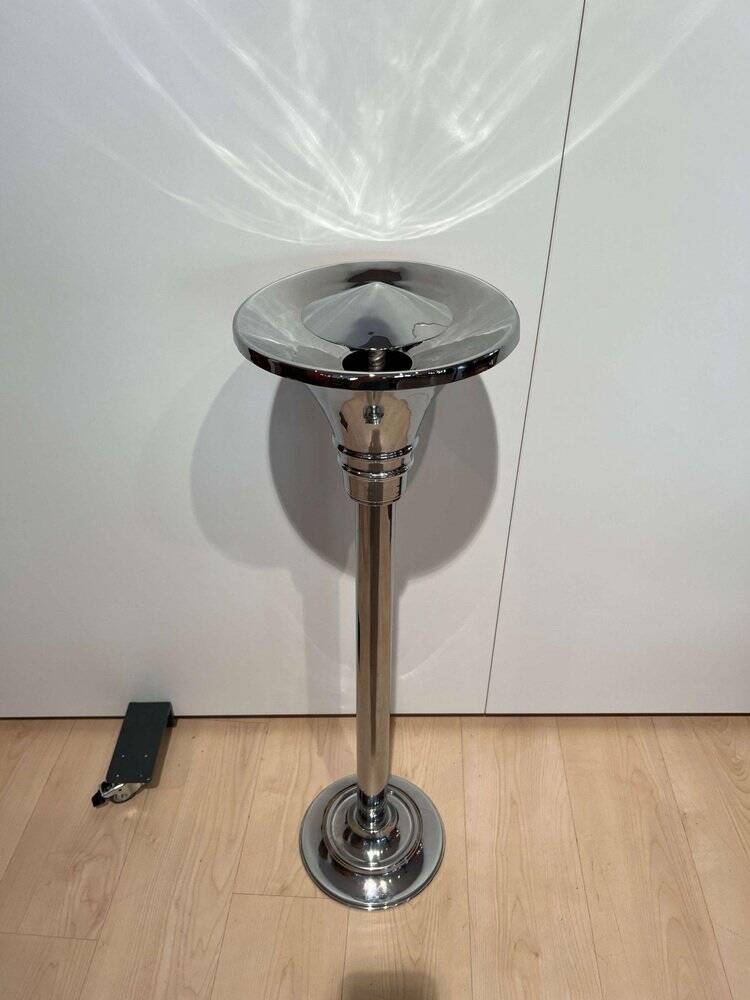 Art Deco Standing Ashtray in Polished and Chromed Metal, Switzerland, 1930