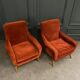 Pair of Scandinavian work armchairs from the 60s in velvet and compass legs