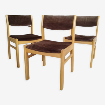 Chaises scandinaves vintage 1970 velours