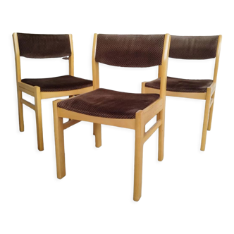 Chaises scandinaves vintage 1970 velours