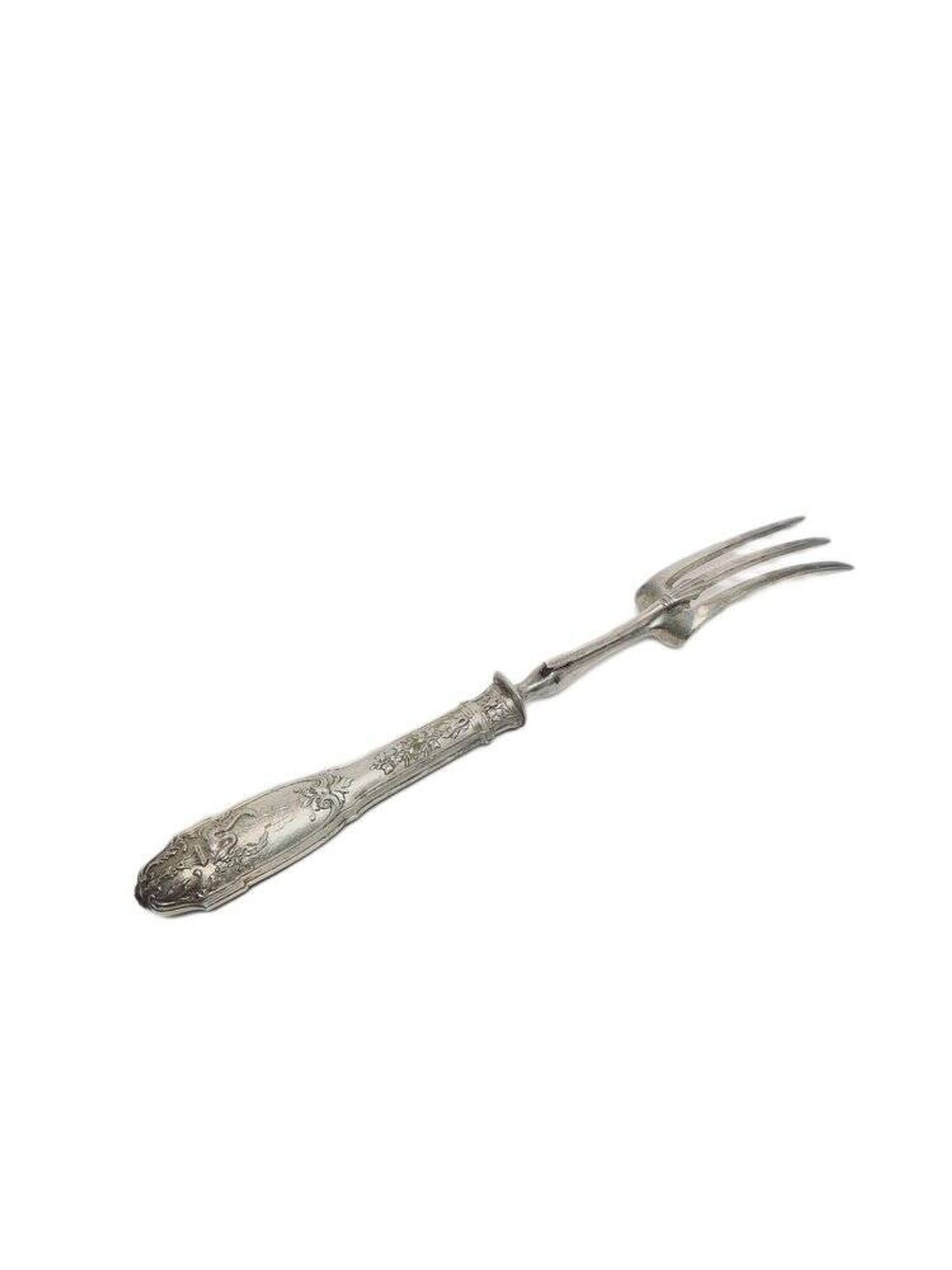 Fourchette à rôtir en argent classique, France, années 1880