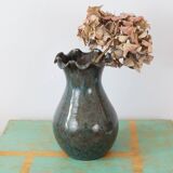 Blue grey Accolay vase in glazed ceramic, with hallmark