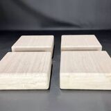 Ensemble de 4 tables basses modulables en travertin de Claude Berraldacci, France, Années 90.