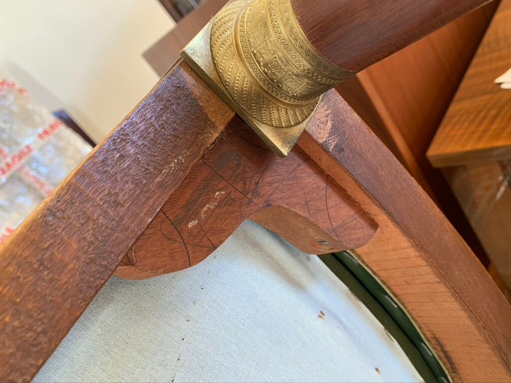 Empire flat desk, mahogany, double-sided, gilded bronzes