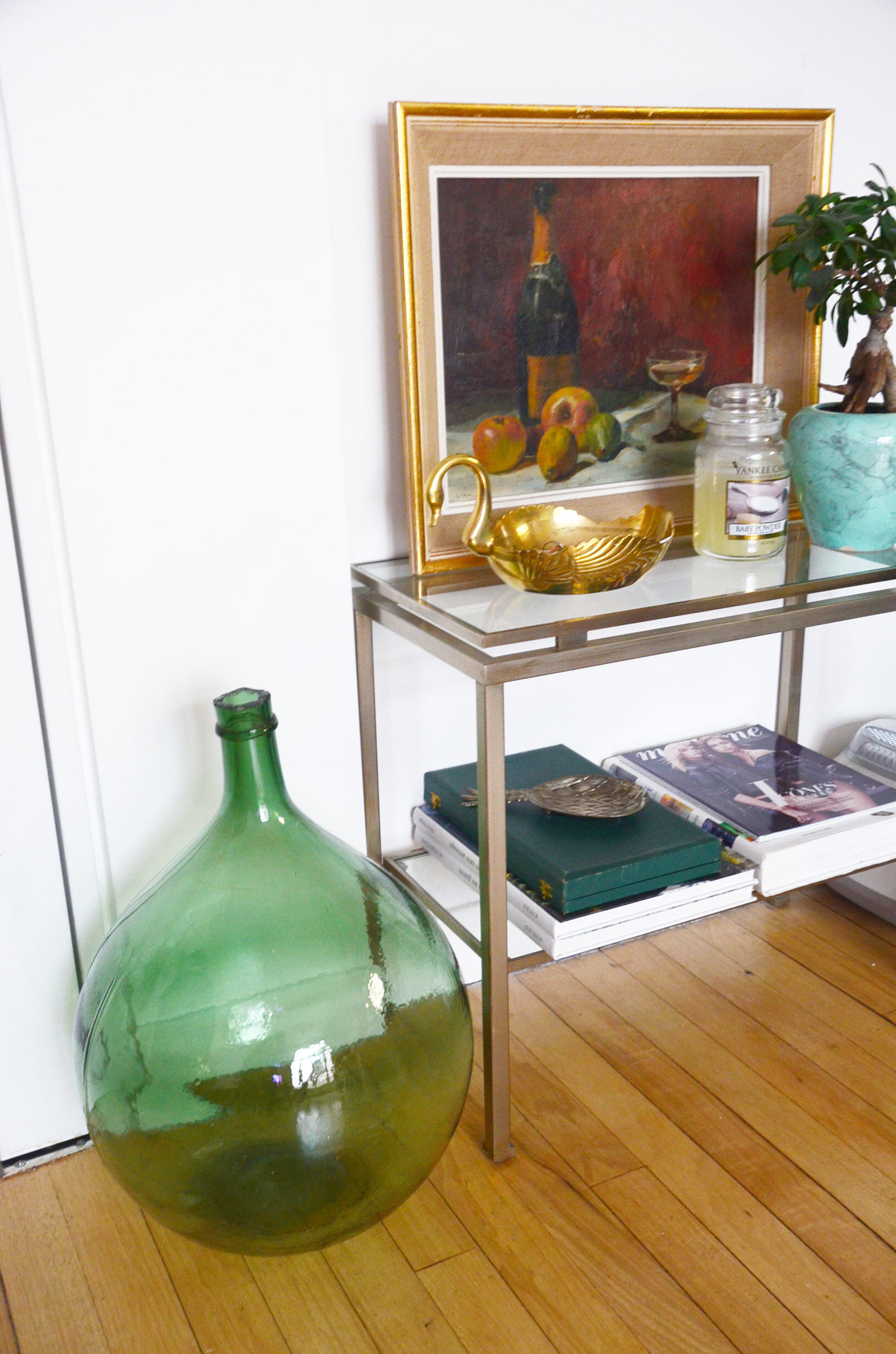 Vintage green glass demijohn 25 L