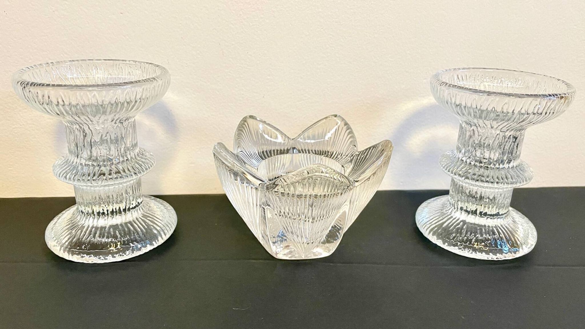 Vintage-style crystal candlesticks in the style of LITTLA