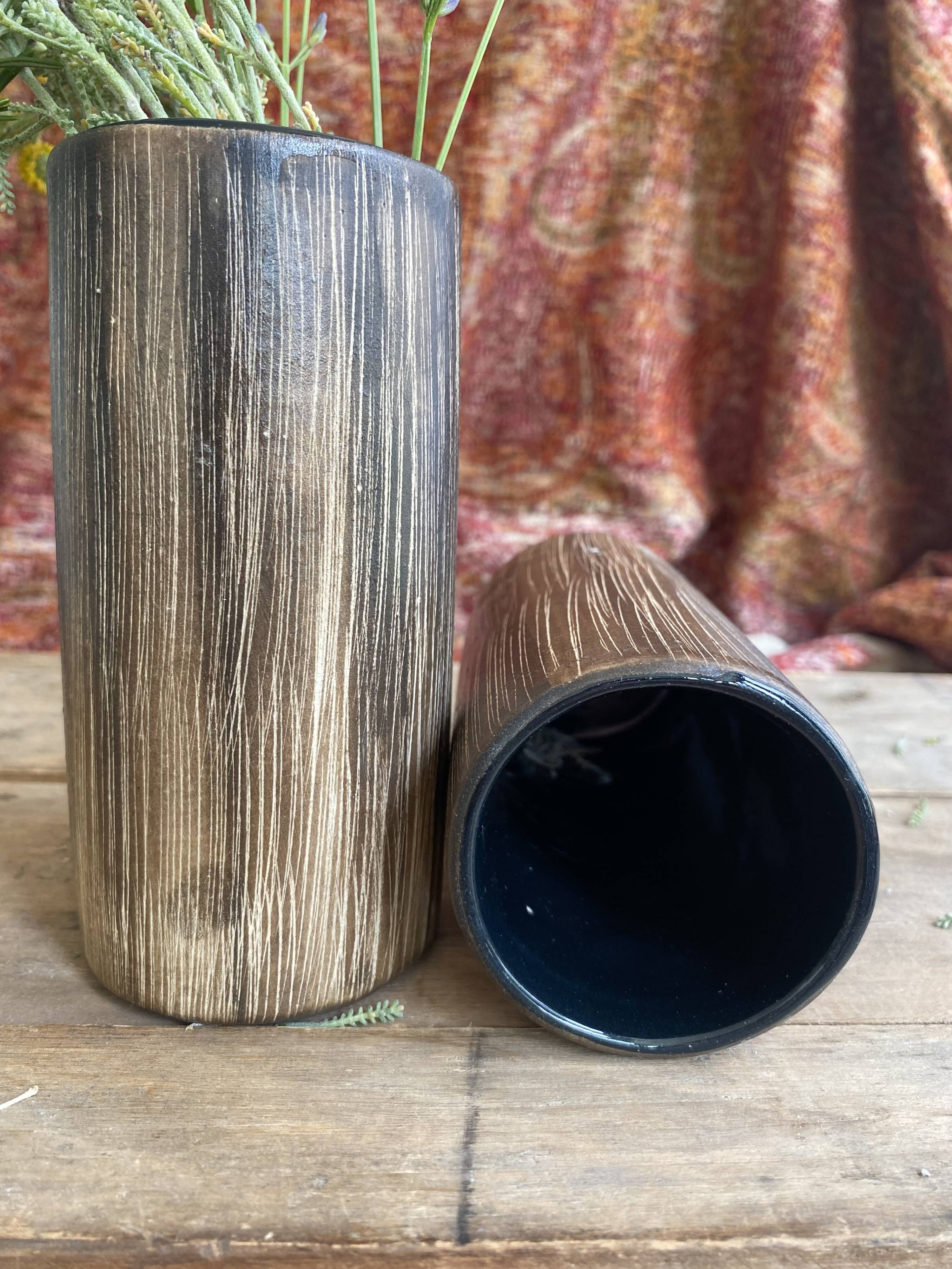 Six terracotta glasses, matt and glazed