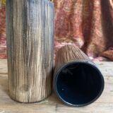 Six terracotta glasses, matt and glazed