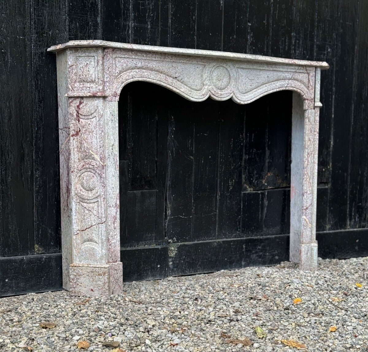Louis XV Pompadour style fireplace in pink marble circa 1900
