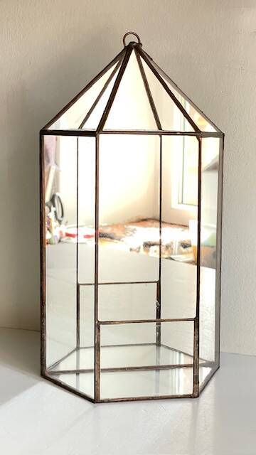 Vide poche mural miroir et laiton vintage