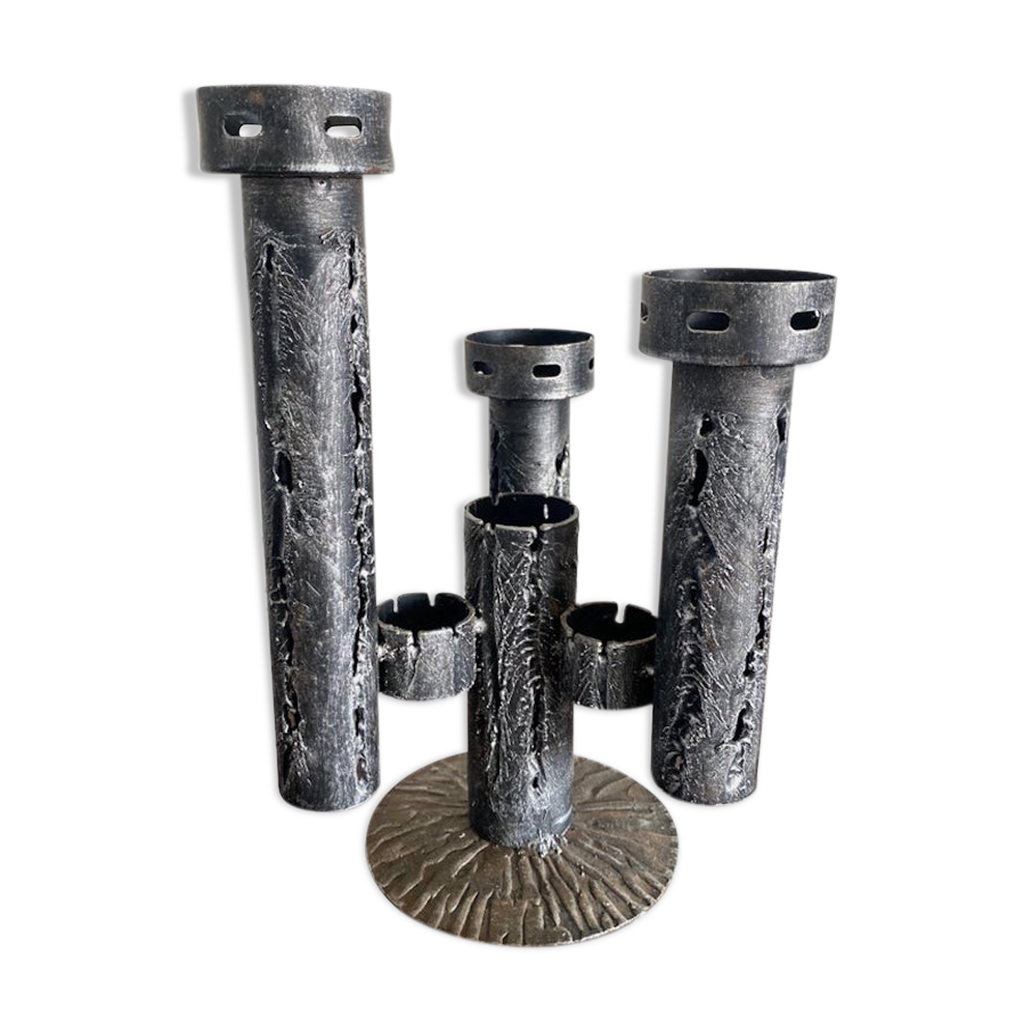 Mid-Century Modern Brutalist Iron Candleholder, Candlestick