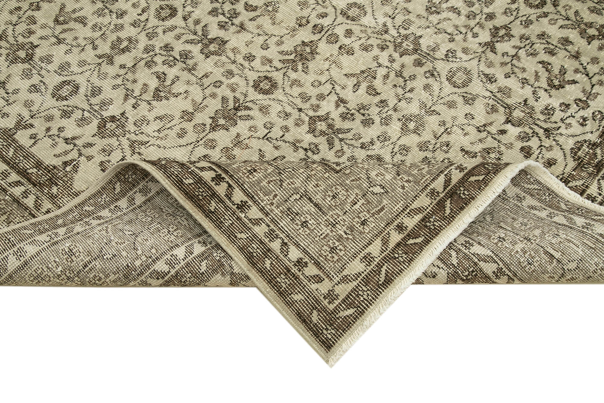 Handmade antique oriental beige carpet 207 cm x 310 cm