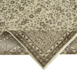 Tapis beige oriental ancien fait à la main 207 cm x 310 cm