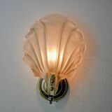 Shell wall lamp, murano glass, italy, 1970