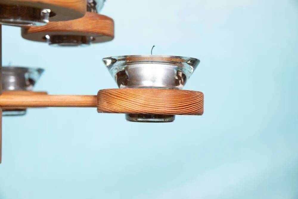 Bohemian chandelier, vintage Nordic pine