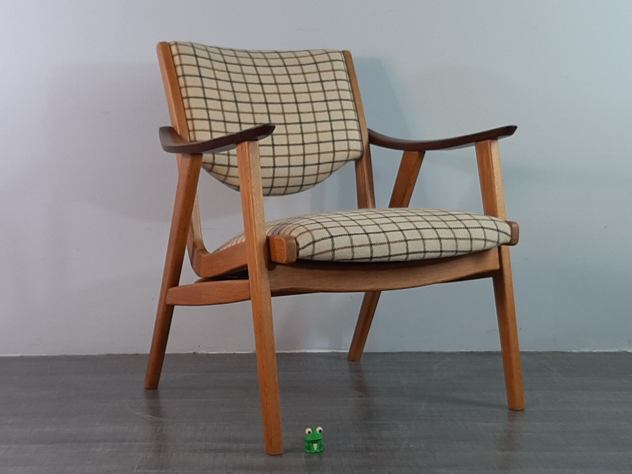 Danish Oak and Wool Chair, Mid-Century Scandinavian 1950s