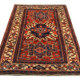 Antique Persian Carpet Handwoven Tribal Deep Red Wool Area Rug- 140x190cm