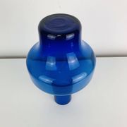 Blue glass vase in Scandinavian style from the 1960s, mouth-blown.