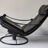 Black leather armchair by Åke Fribytter for Nelo möbel from the 70s