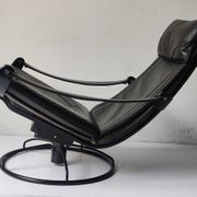 Black leather armchair by Åke Fribytter for Nelo möbel from the 70s