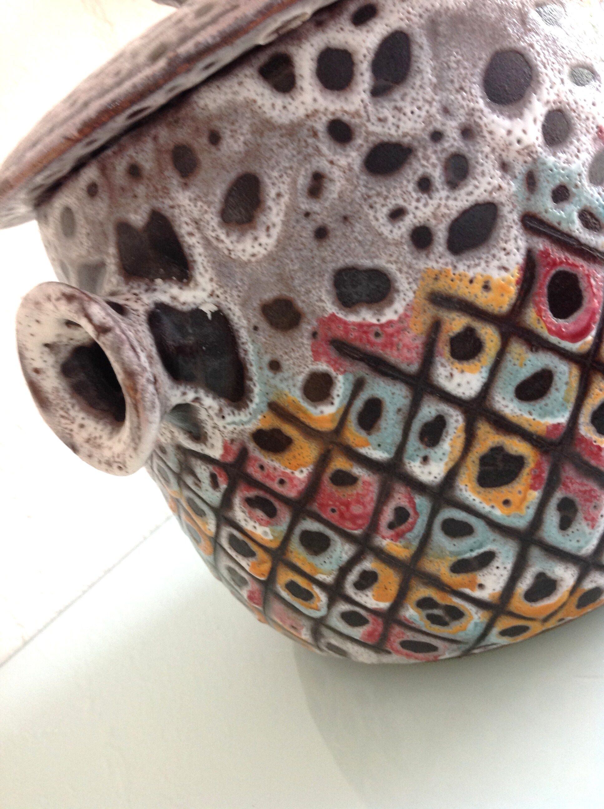Polychrome cermal pot by FPP Vallauris / vintage 60s