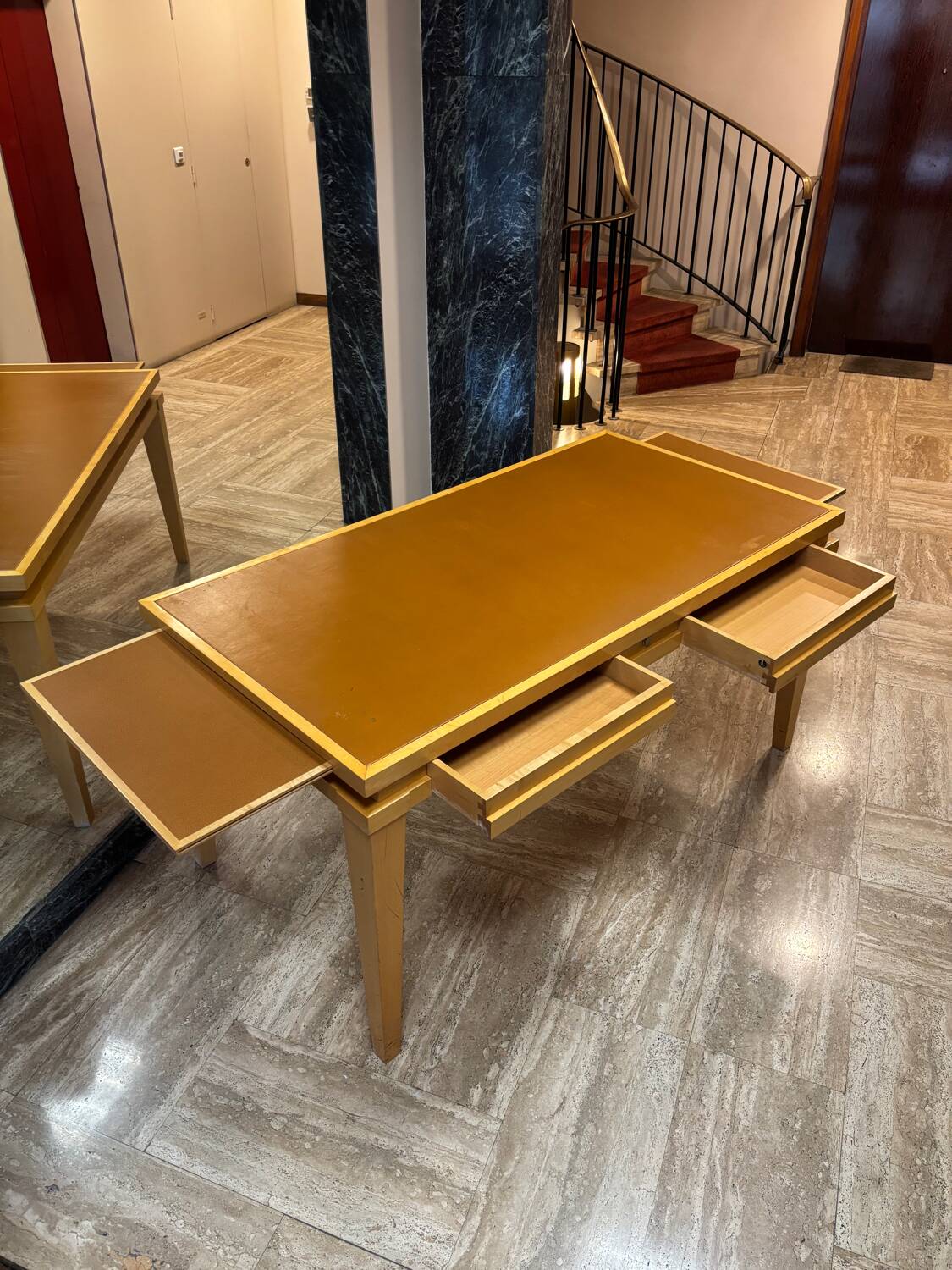 Flat desk from a French institution stamped Philippe Hurel