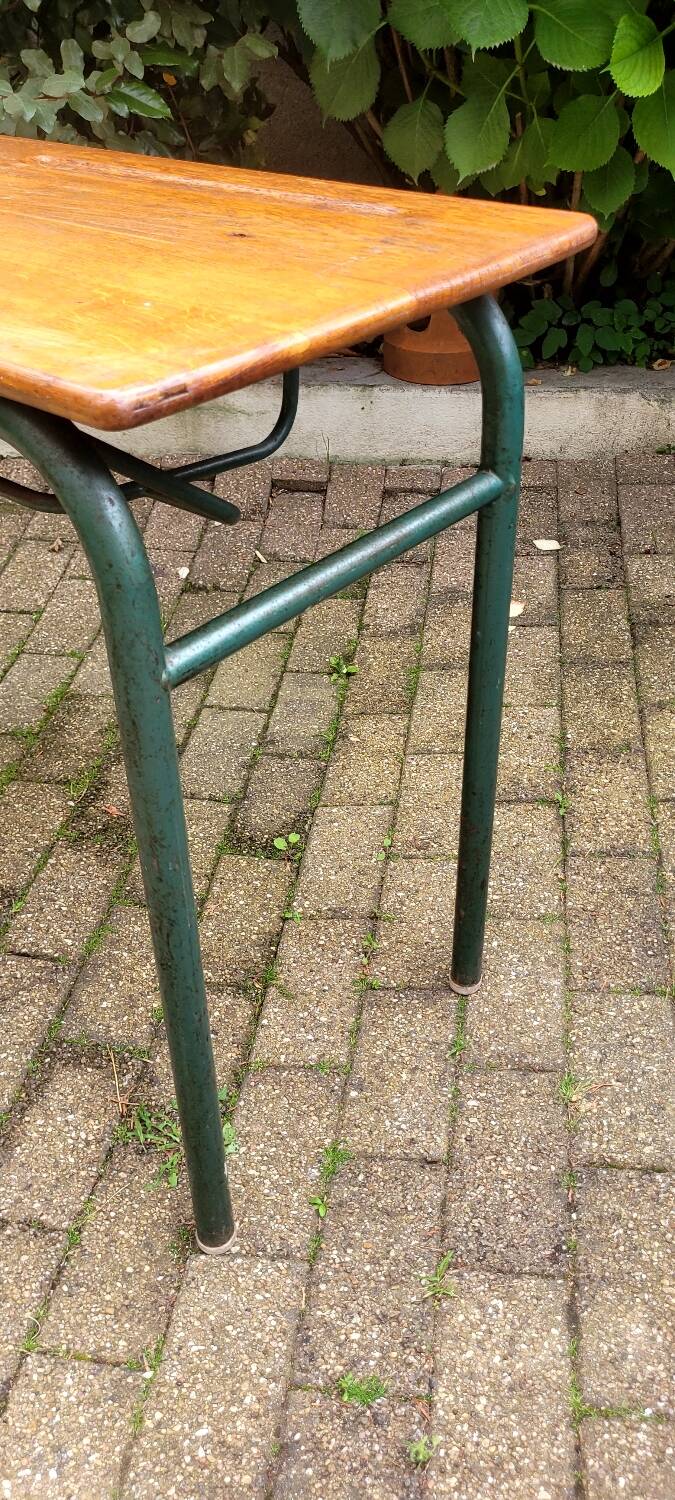 Table d'écolier vintage bois et métal