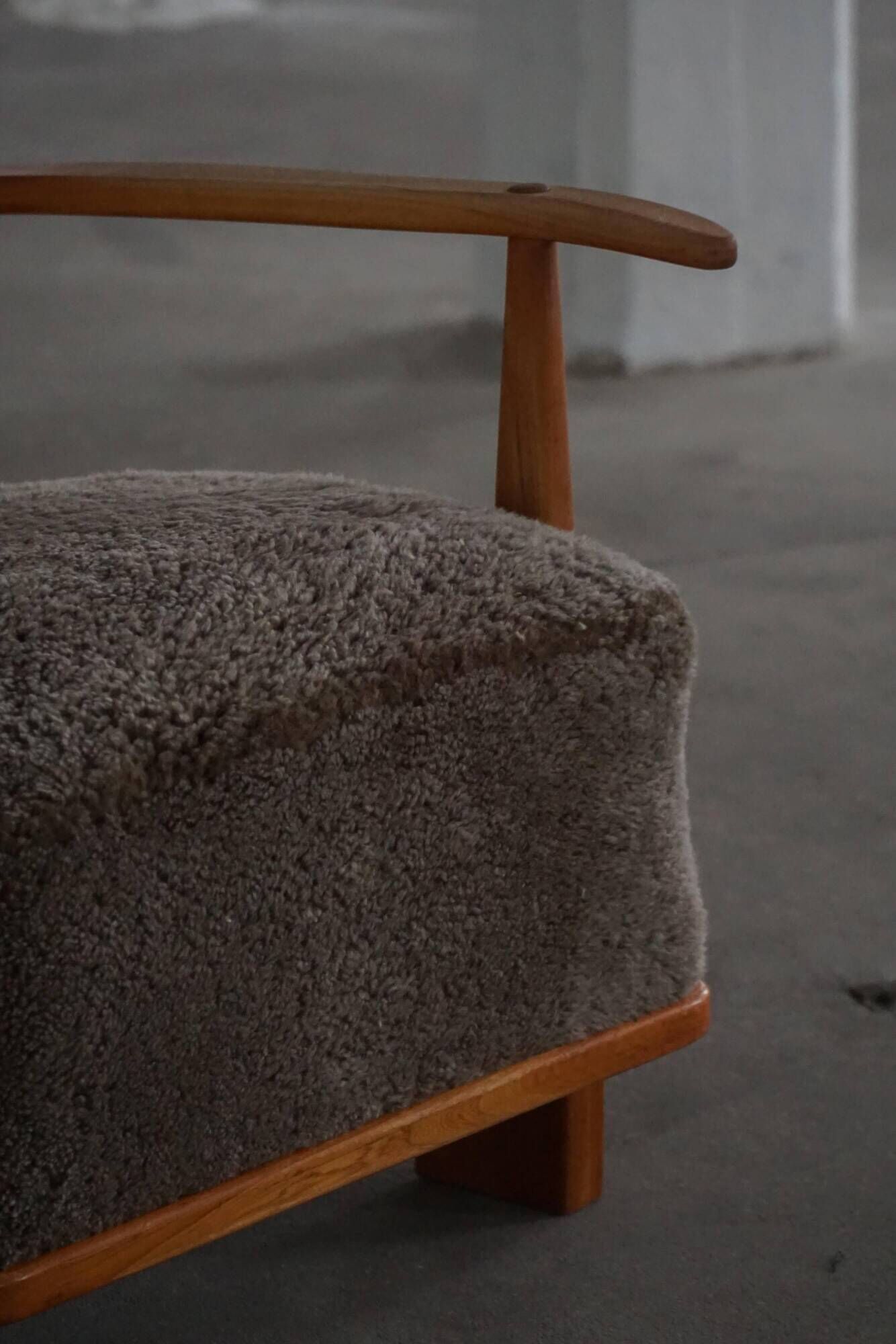 Armchair by Fritz Hansen, Model 1590, Elm & Lambswool, Scandinavian Modern, 1940s