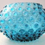 Vintage bubble vase in blue glass