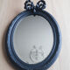Louis XVI oval mirror with knot, black patinated, vintage