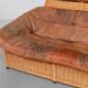 Gerard van de Berg Cognac Patchwork Leather 2-Seat Rockstyle Cane Sofa 70s