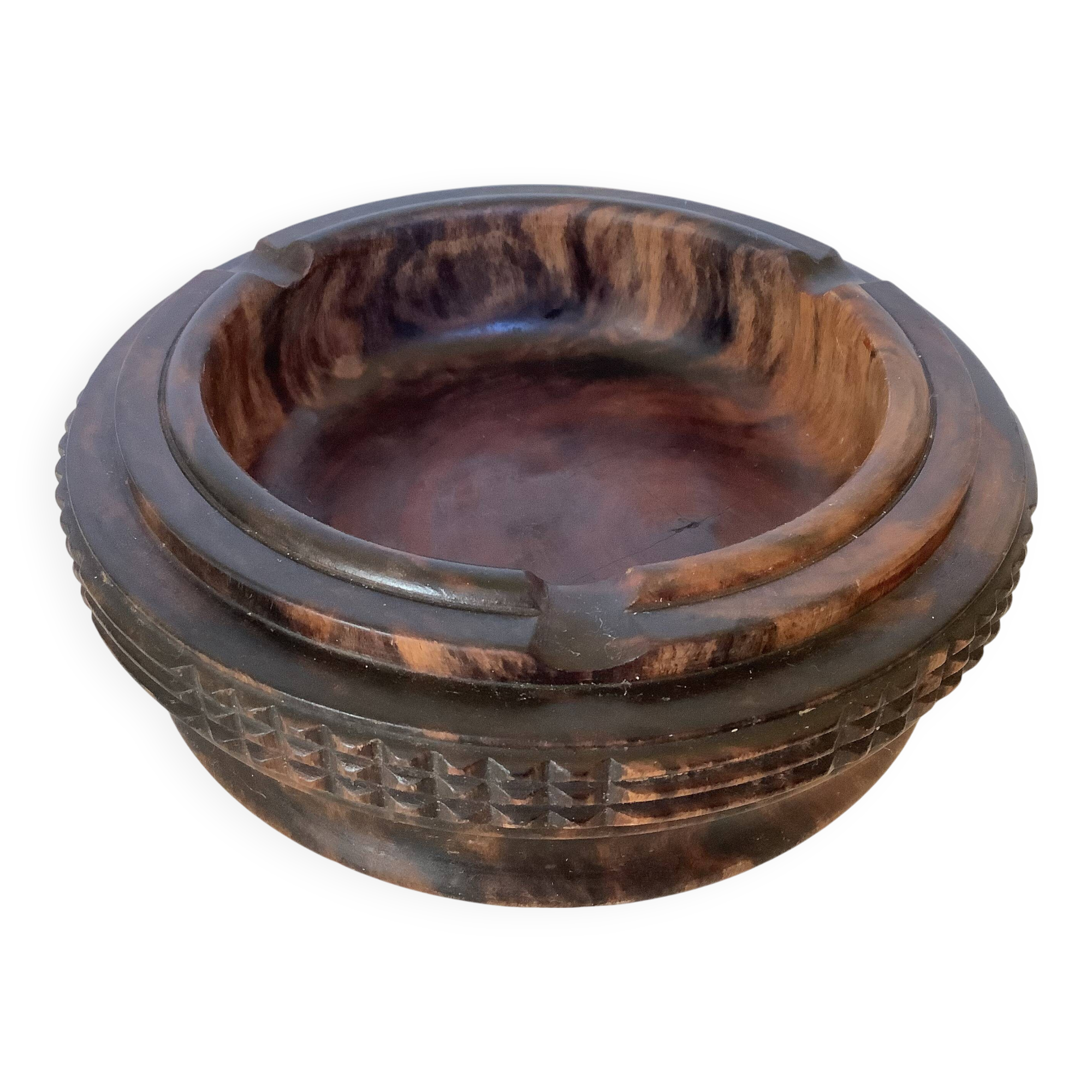 Large empty pocket ashtray in solid wood