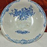 Compotier en faïence -  décor floral bleu