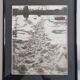Vintage silver print of a snowy landscape with a dog, framed 32x39 cm.