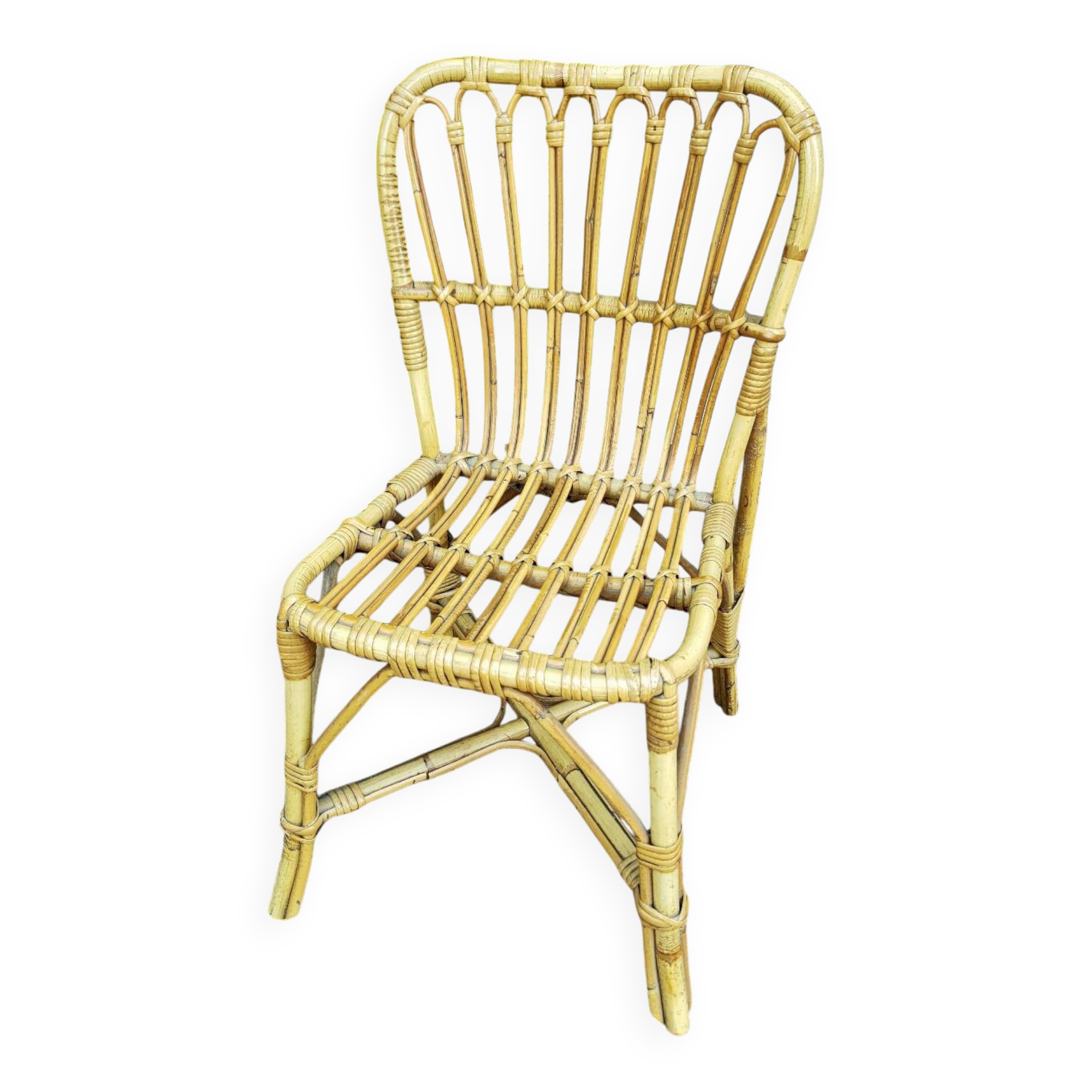 Vintage rattan children's armchair